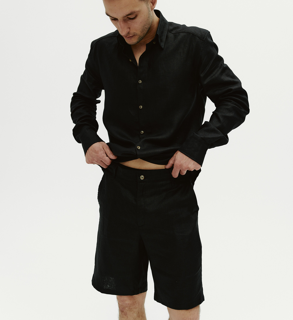 Blow Fashion Men's linen shorts in black