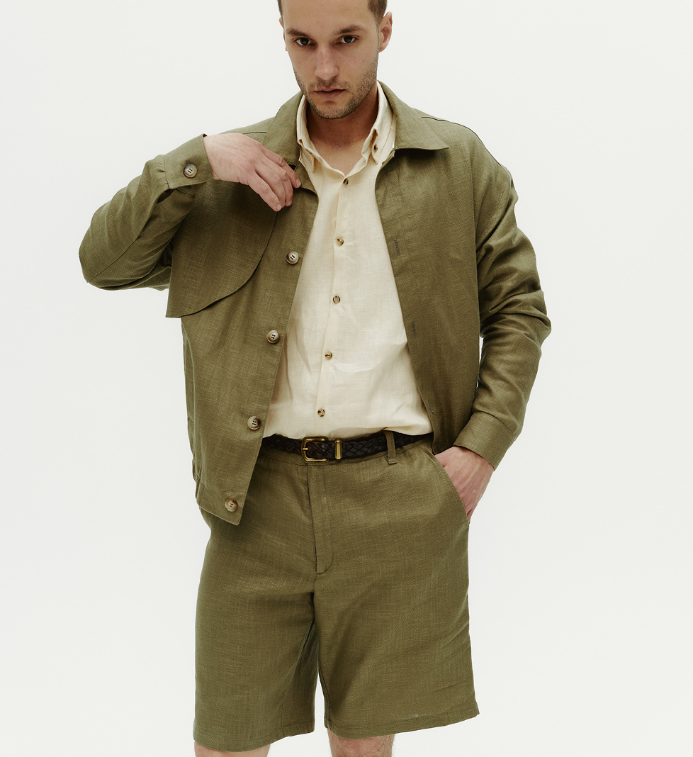 Blow Fashion Men's linen shorts in green