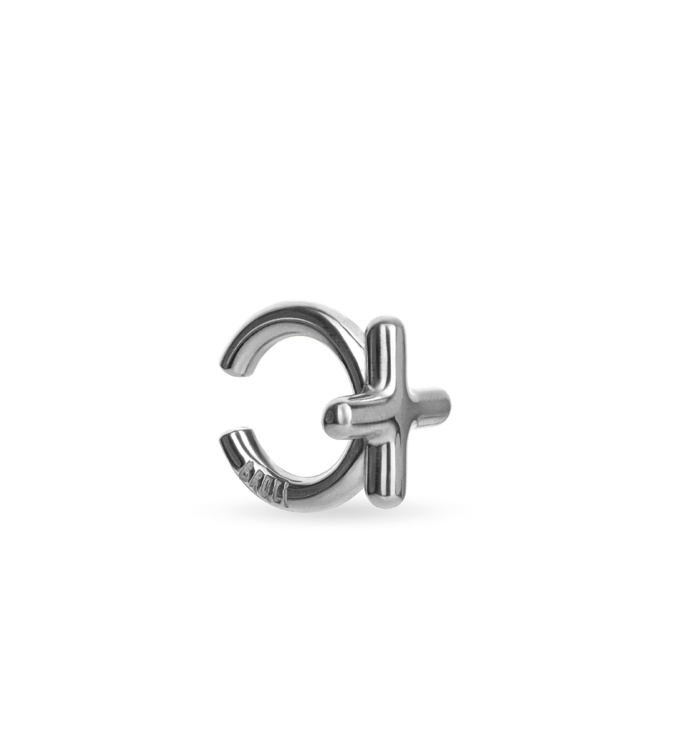BRULI mono cross cuff silver