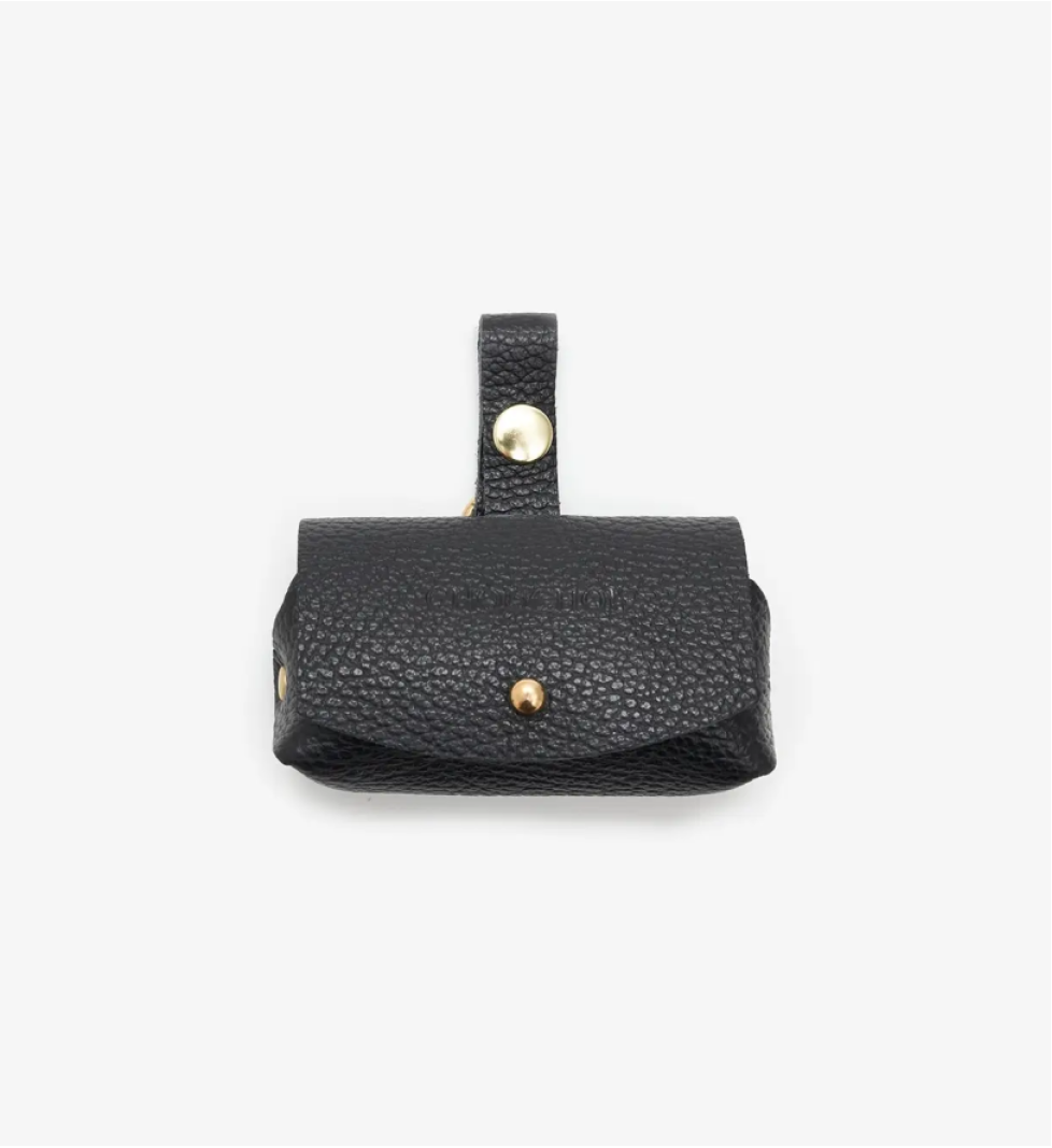 CHOUCHOU leather dispenser bag for dogs "Caviar" black
