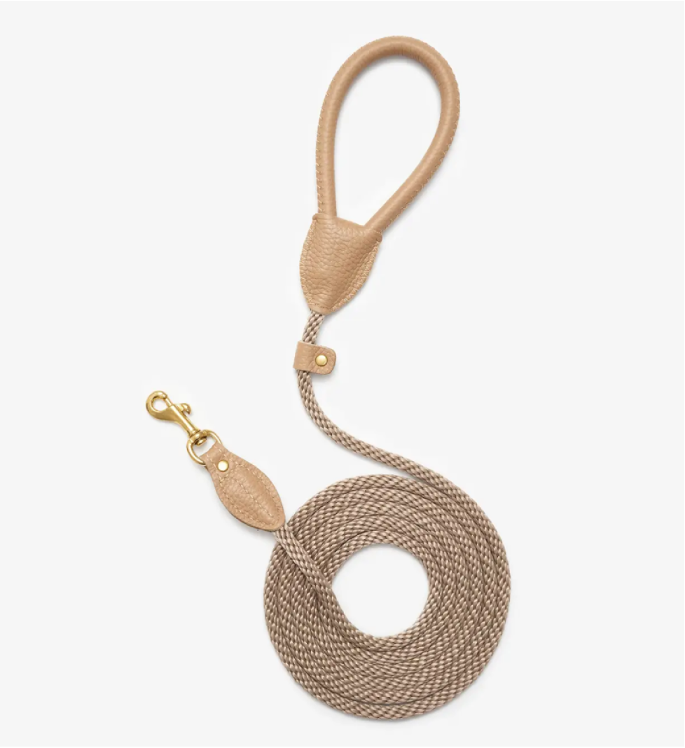 CHOUCHOU Leather leash for dogs "Caviar" beige