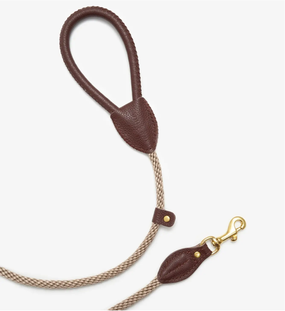 CHOUCHOU Leather leash for dogs "Caviar" brown
