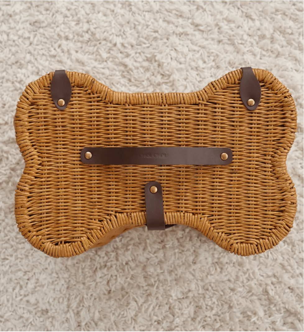 CHOUCHOU basket for toys wicker basket with leather inserts