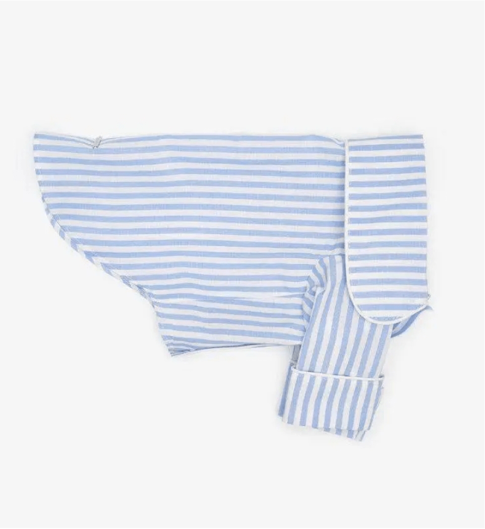 CHOUCHOU shirt with edging for dogs blue striped