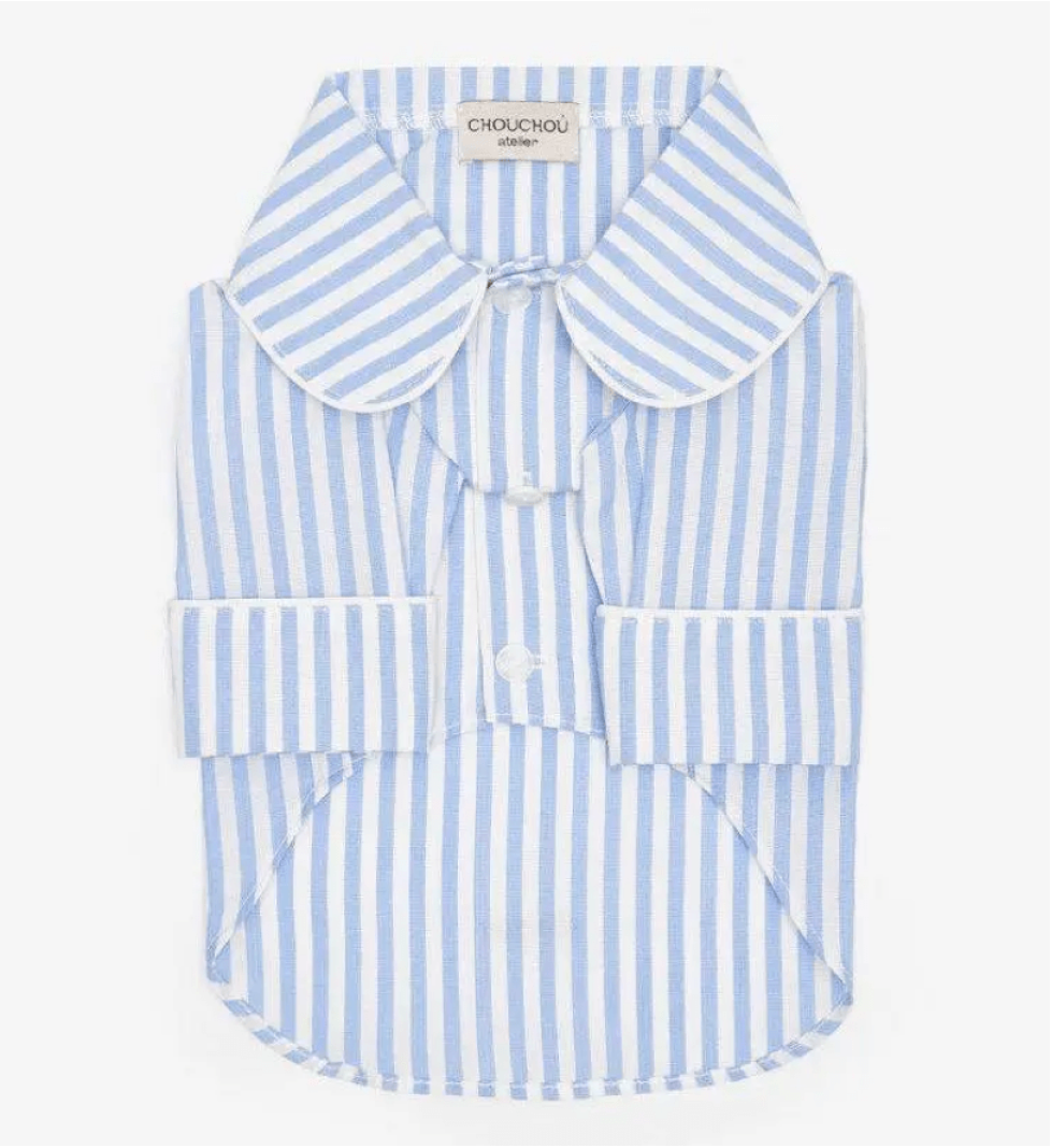 CHOUCHOU shirt with edging for dogs blue striped