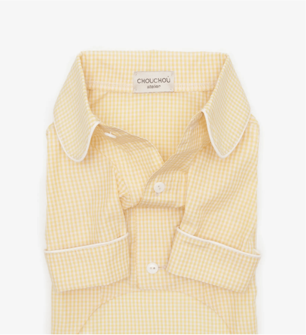 CHOUCHOU shirt with edging for dogs yellow
