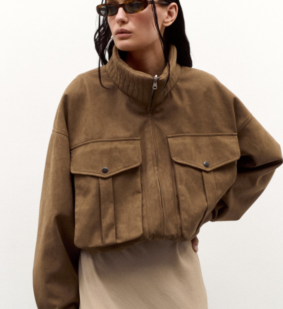 C.ICON Eco suede bomber beige