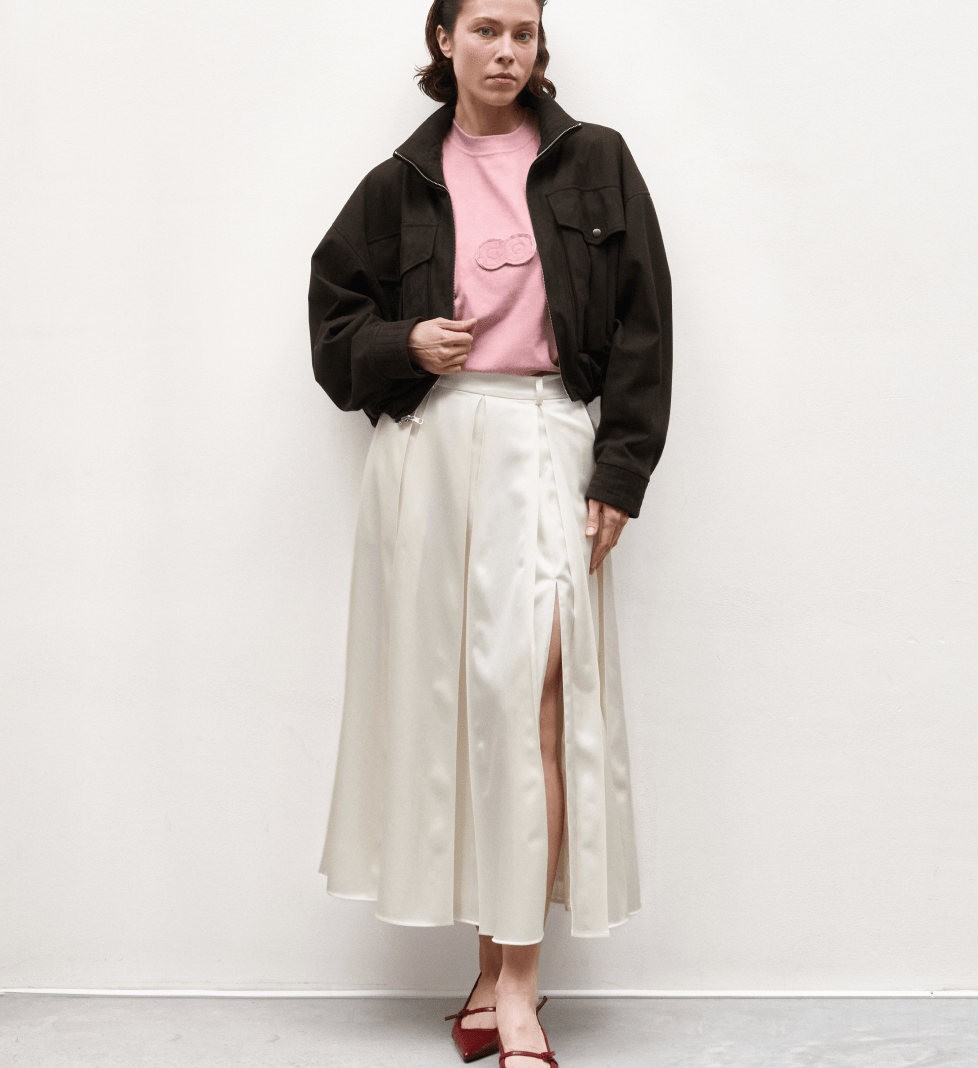 C.ICON Pleated skirt cream