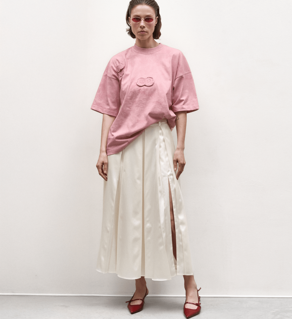 C.ICON Pleated skirt cream