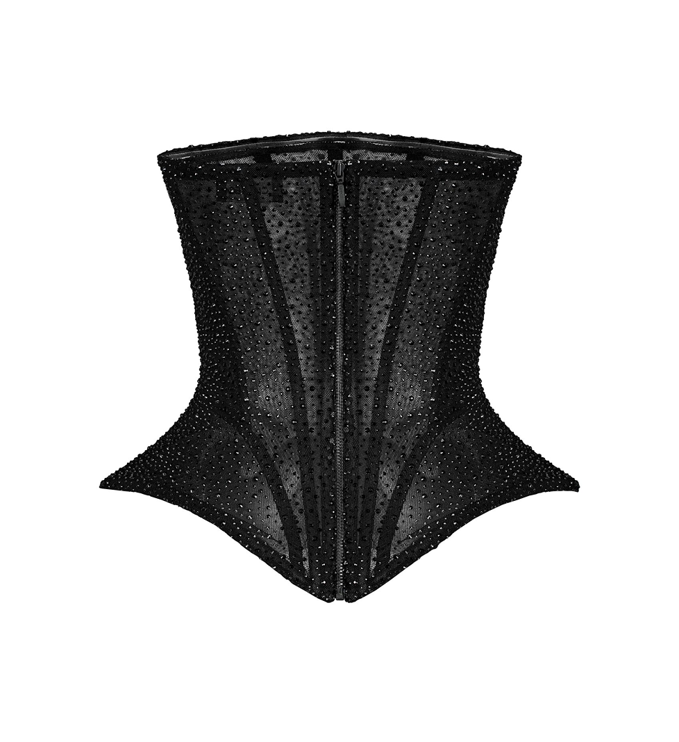 CISELES Figured corset with crystals black