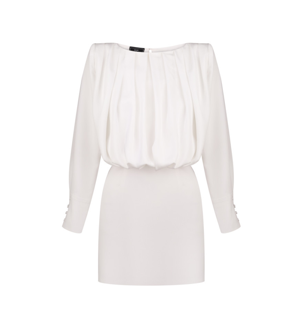 DOT BRAND White pleated mini dress