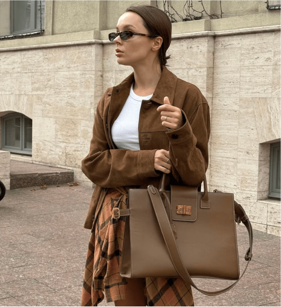 ETAPE Leather bag Milano Grande Caramel