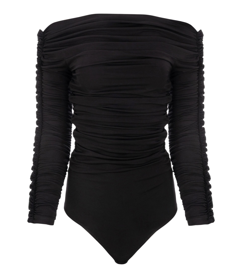 EVER and EVER Bodysuit with drapery black