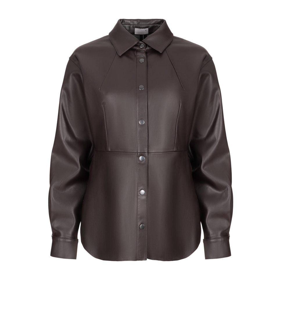 EVER and EVER Eco-leather shirt brown