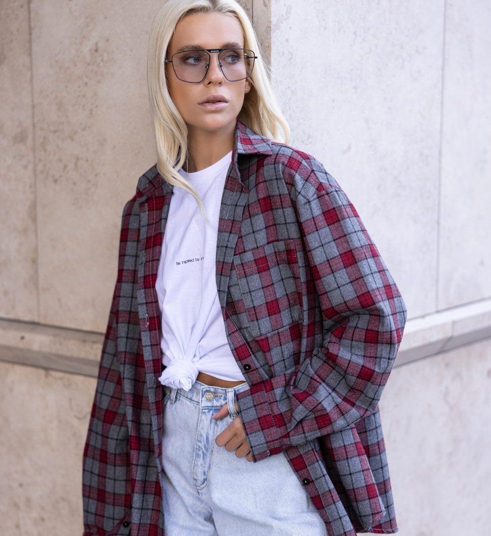 Fam Est checkered shirt grey