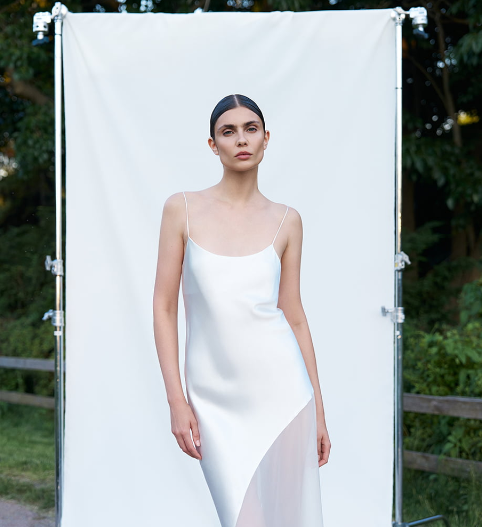 FORGS silk dress with mesh white