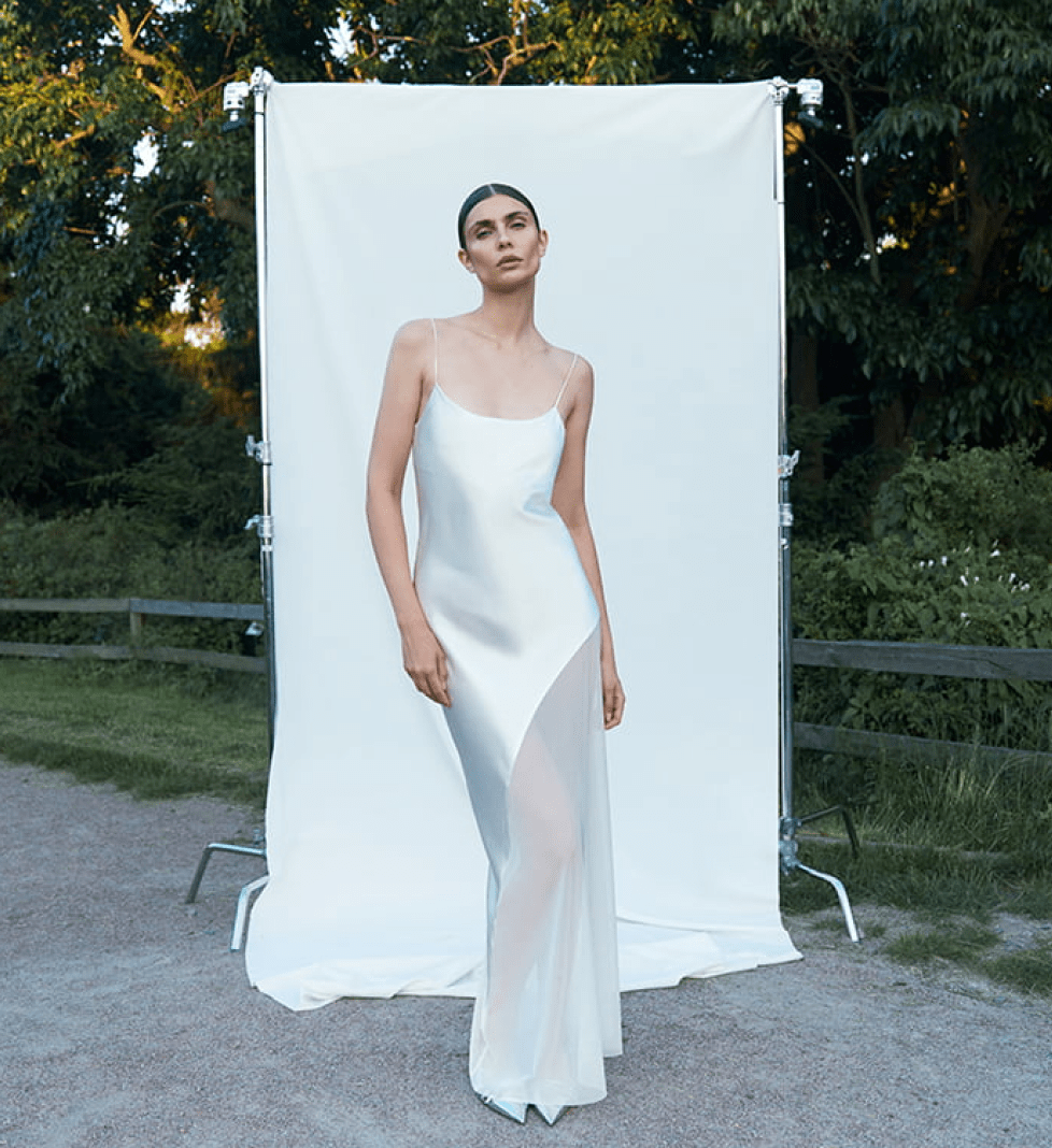 FORGS silk dress with mesh white