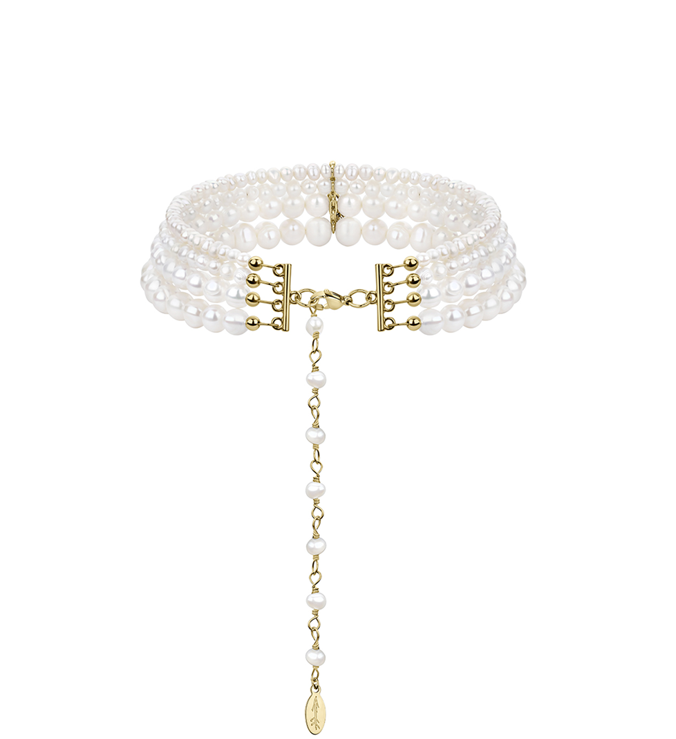 Чокер Grains De Verre "ANNA" с жемчугом и кристалом Gold