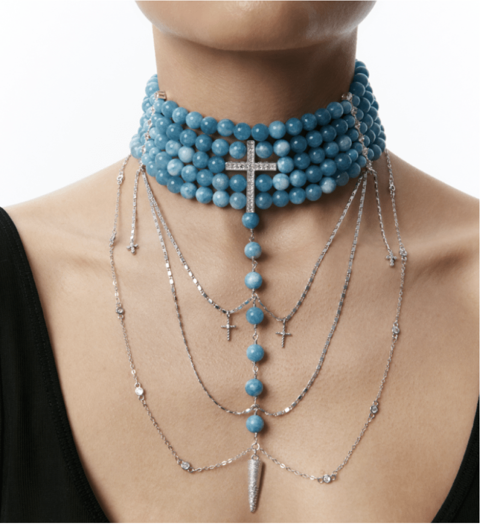 Намисто Grains De Verre "INNOCENT" Blue With Silver