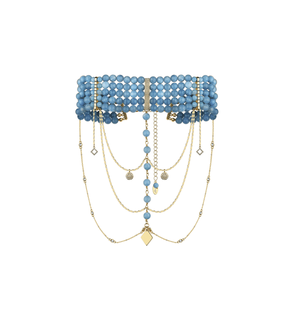 Намисто Grains De Verre "INNOCENT CLASSIC" Blue With Gold