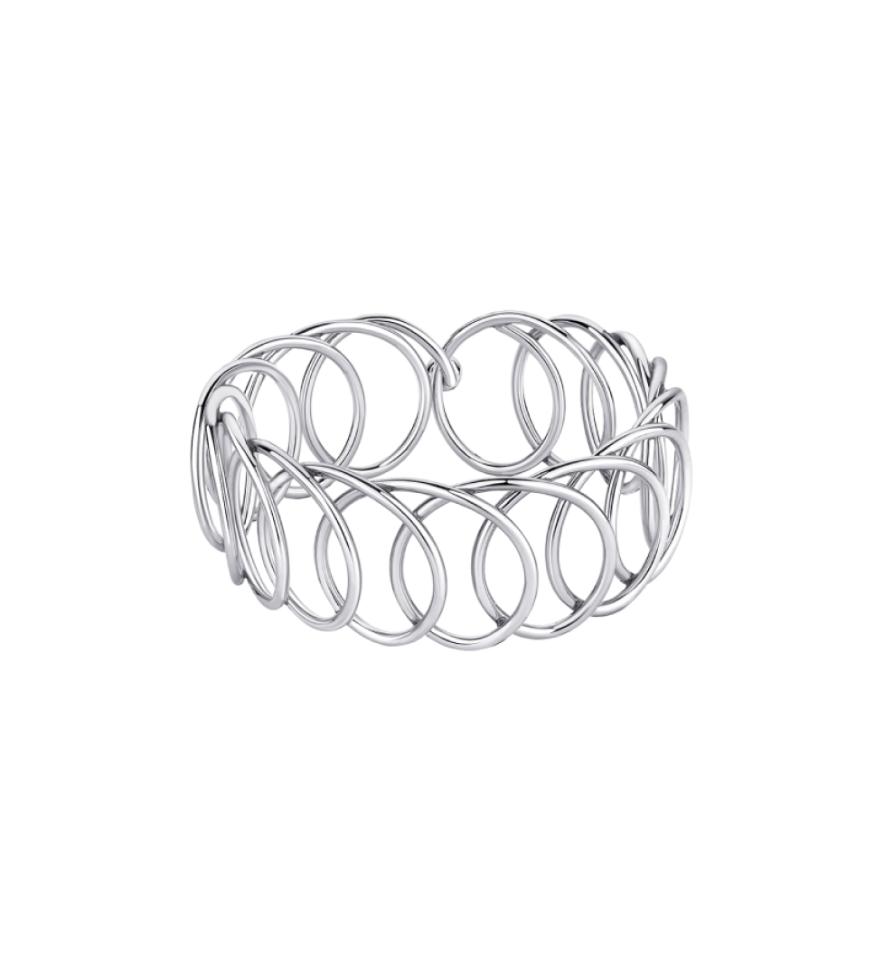 Grains De Verre "KARMA" Wide Bracelet Silver