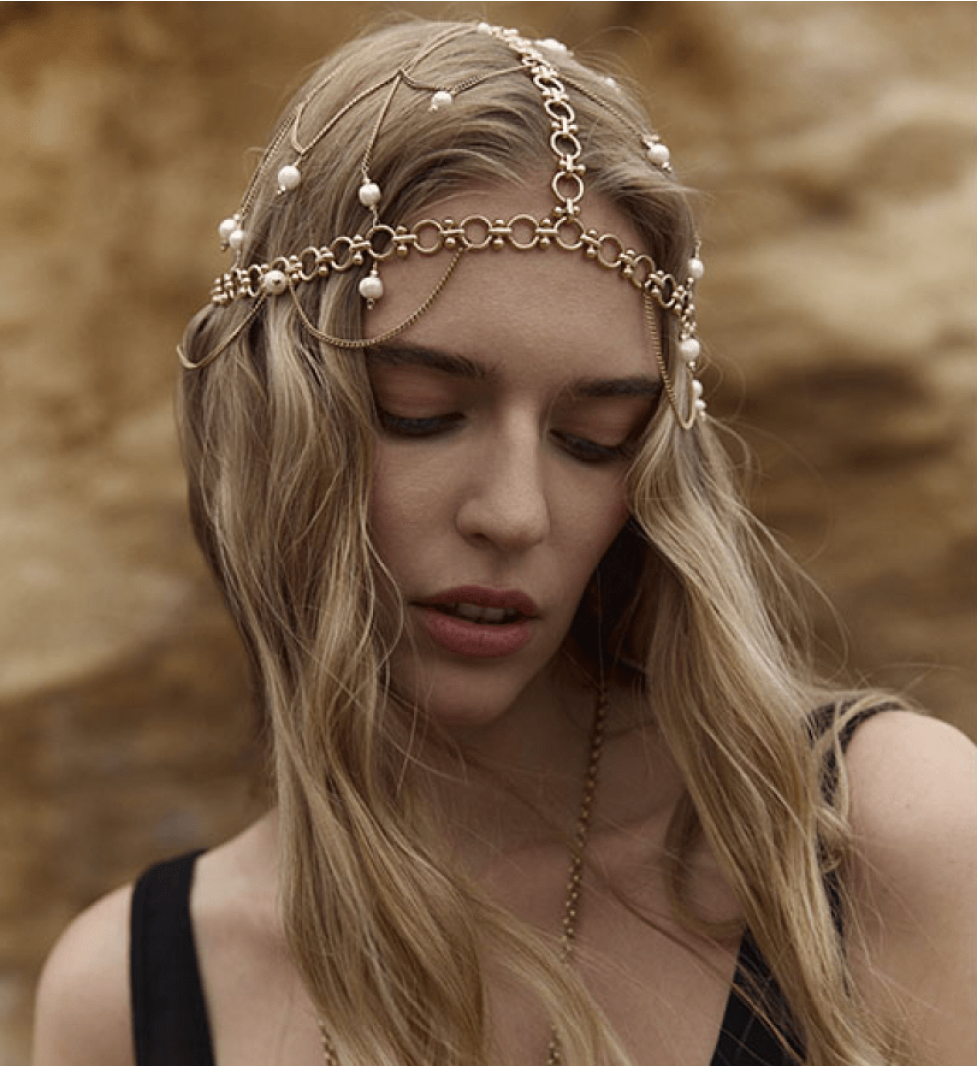 Grains De Verre "KIRA" Hair Accessories with pearls Gold