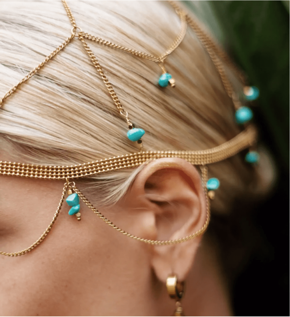 Аксесуар для волосся Grains De Verre "KIRA" з бірюзою