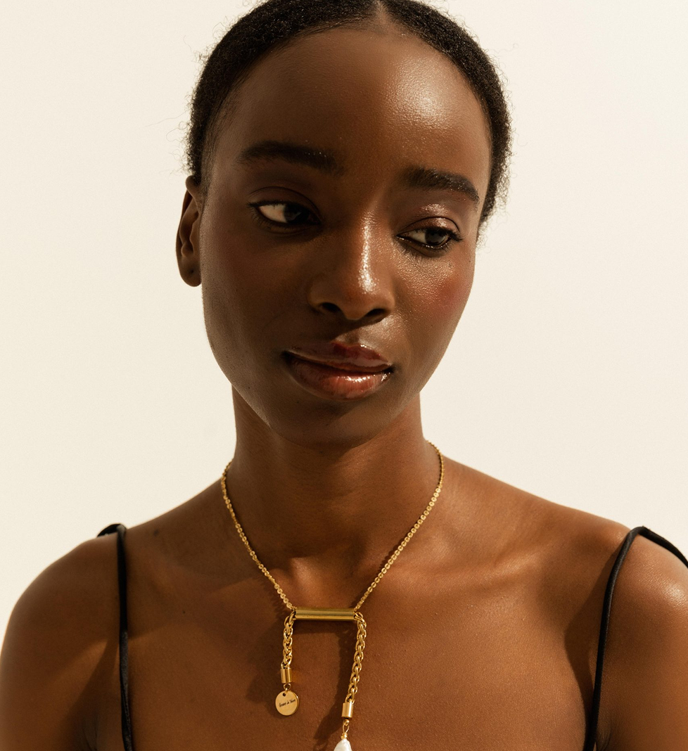 Grains De Verre "LIBRA" NECKLACE WITH PEARL GOLD