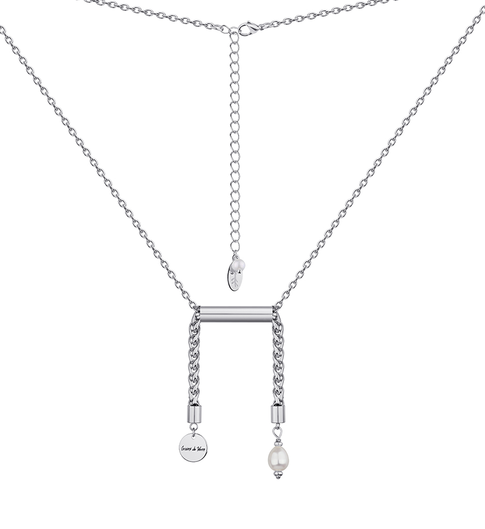 Grains De Verre "LIBRA" NECKLACE WITH PEARL SILVER