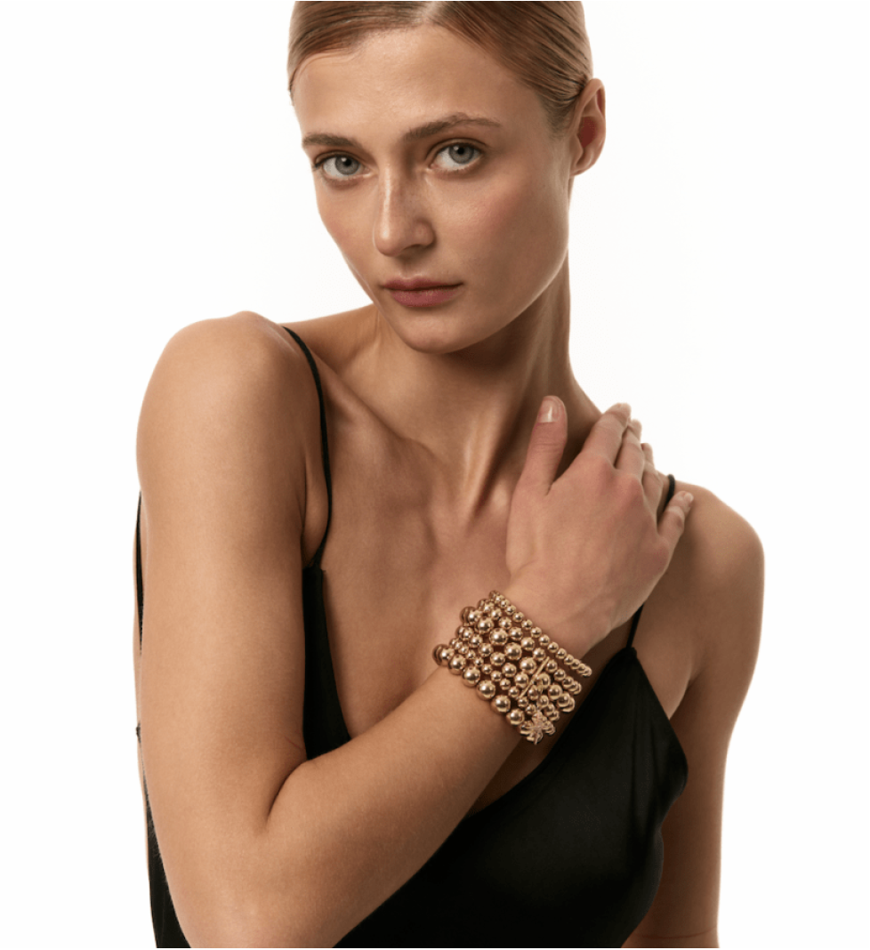 Grains De Verre "MORNING STAR" Bracelet with ceramic beads Gold
