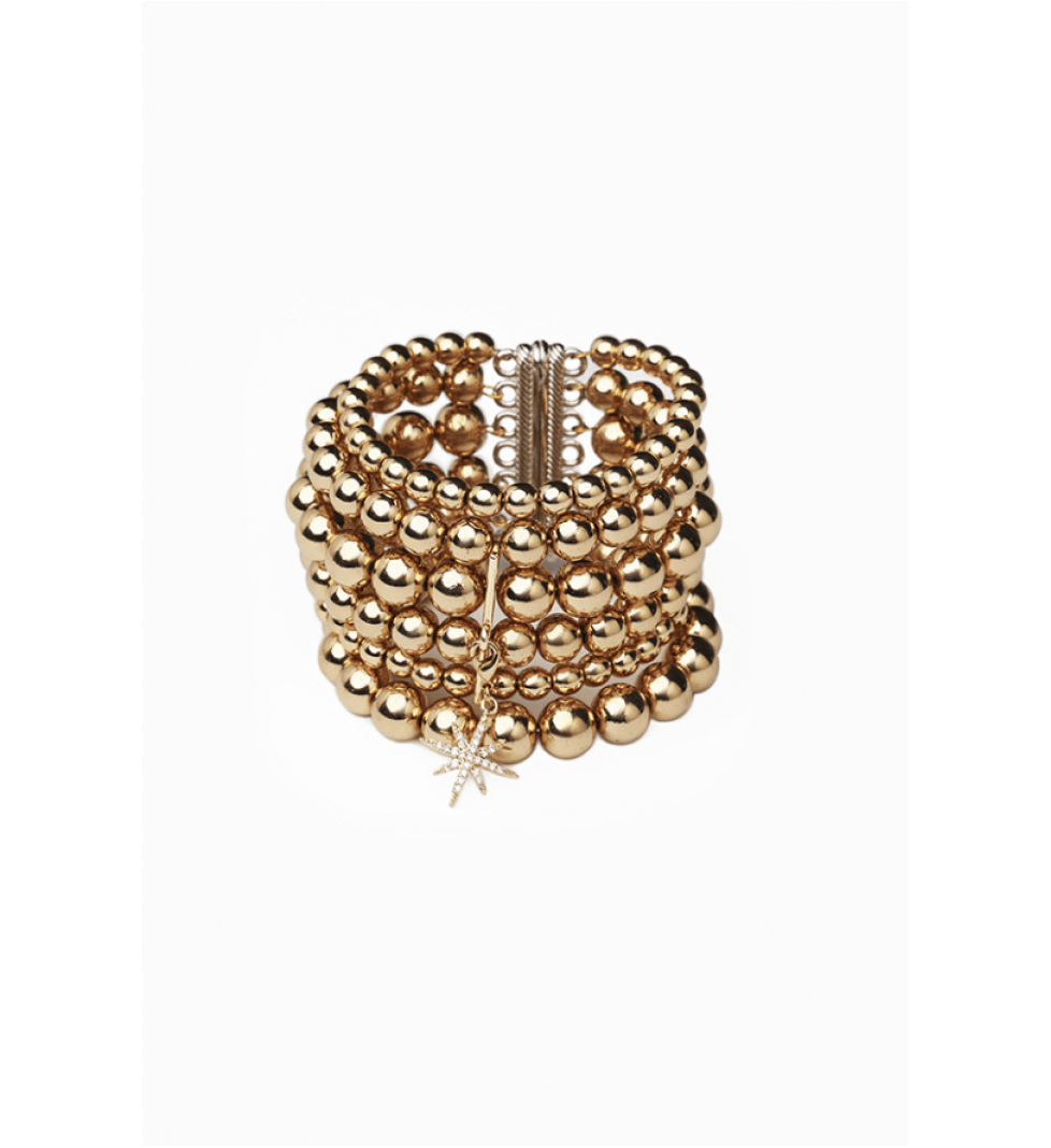 Grains De Verre "MORNING STAR" Bracelet with ceramic beads Gold