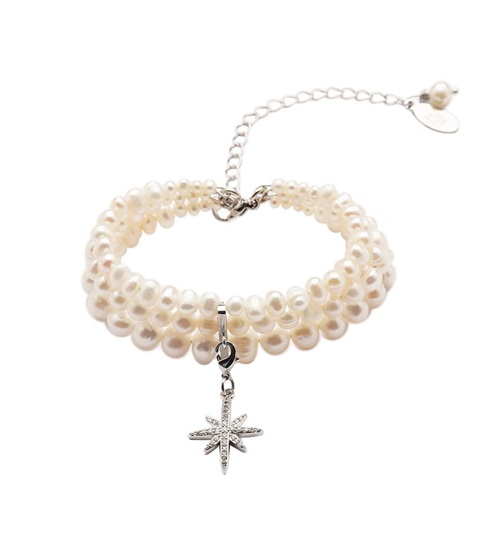 Grains De Verre "MORNING STAR" Bracelet with pearls Silver