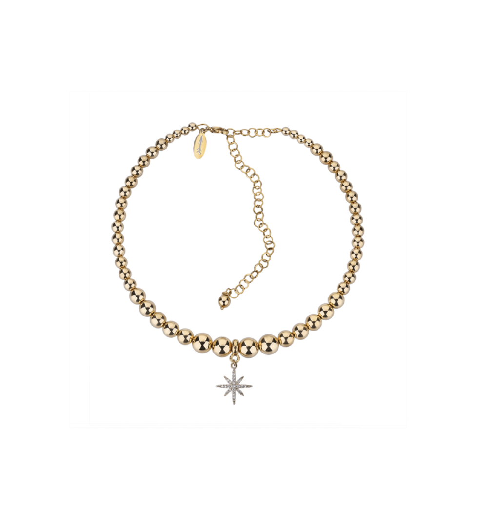 Grains De Verre "MORNING STAR" Choker with beads Silver 925 Gold