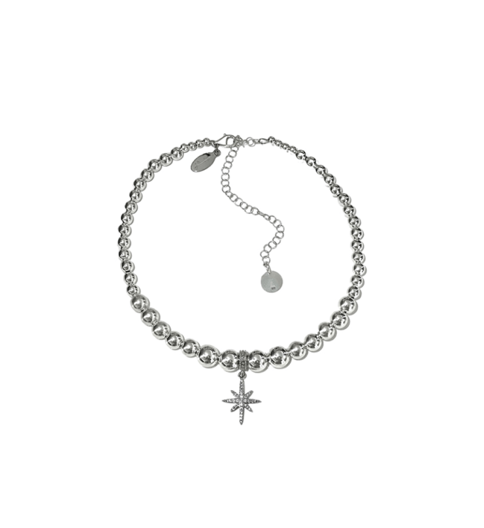 Grains De Verre "MORNING STAR" Choker with beads Silver 925