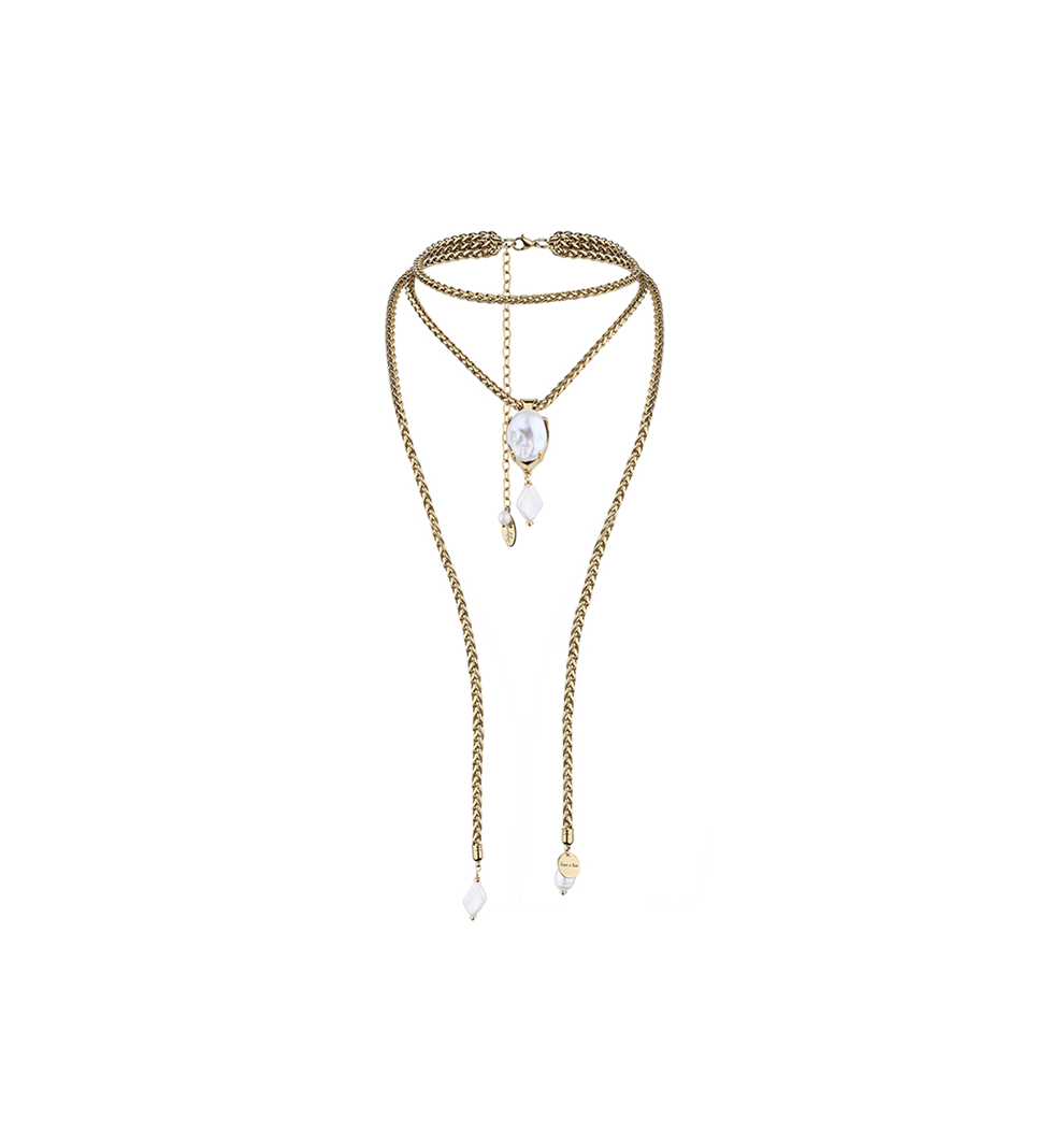 Grains De Verre "ODESA" Double Chain Necklace Gold