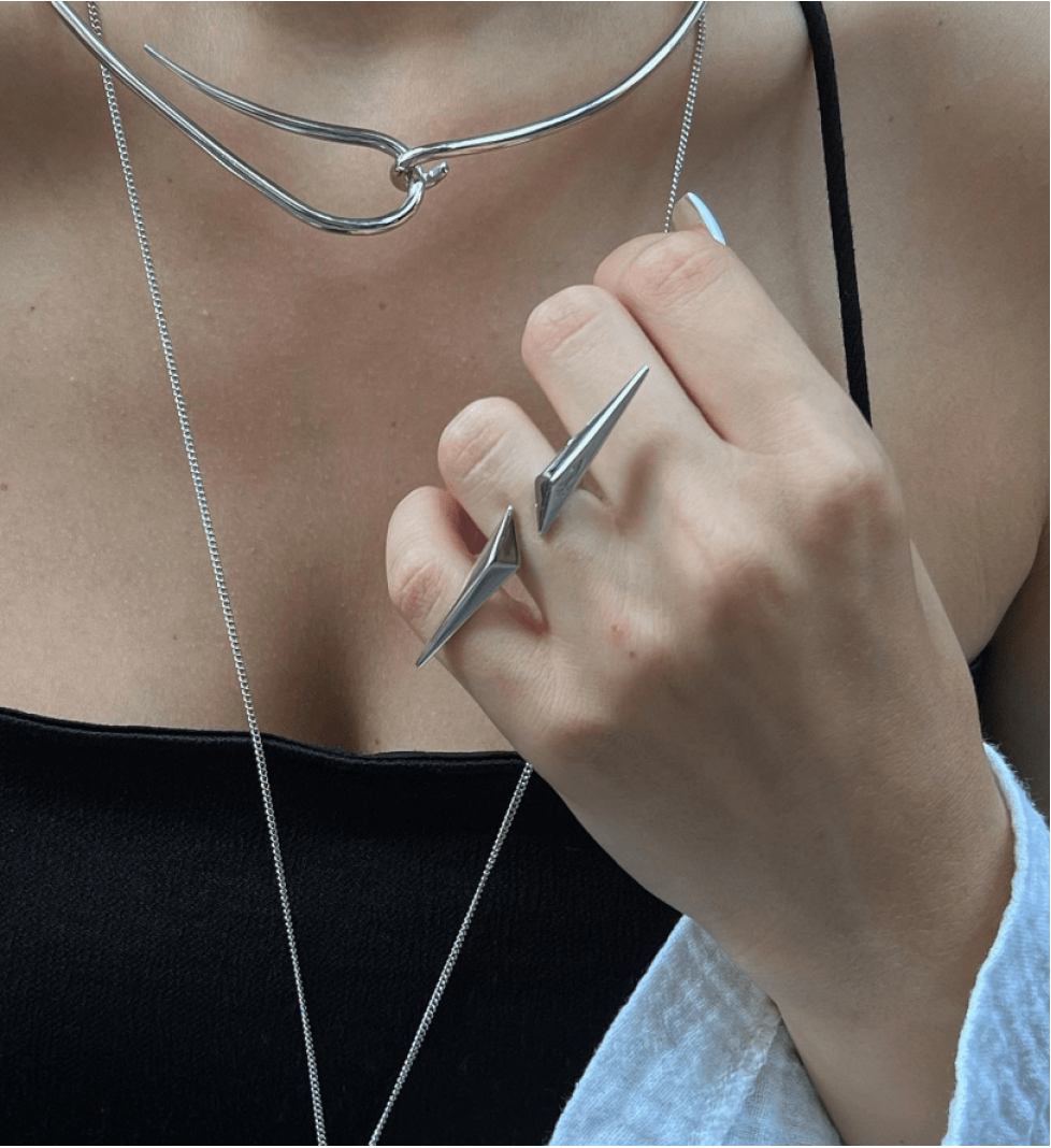 Каблучка Grains De Verre "STILETTO" Silver