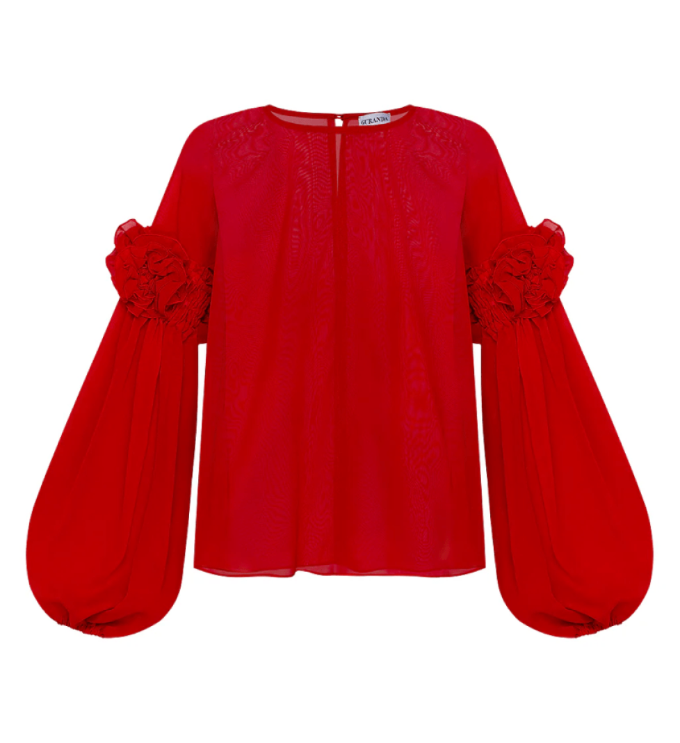 GURANDA Red blouse with flower