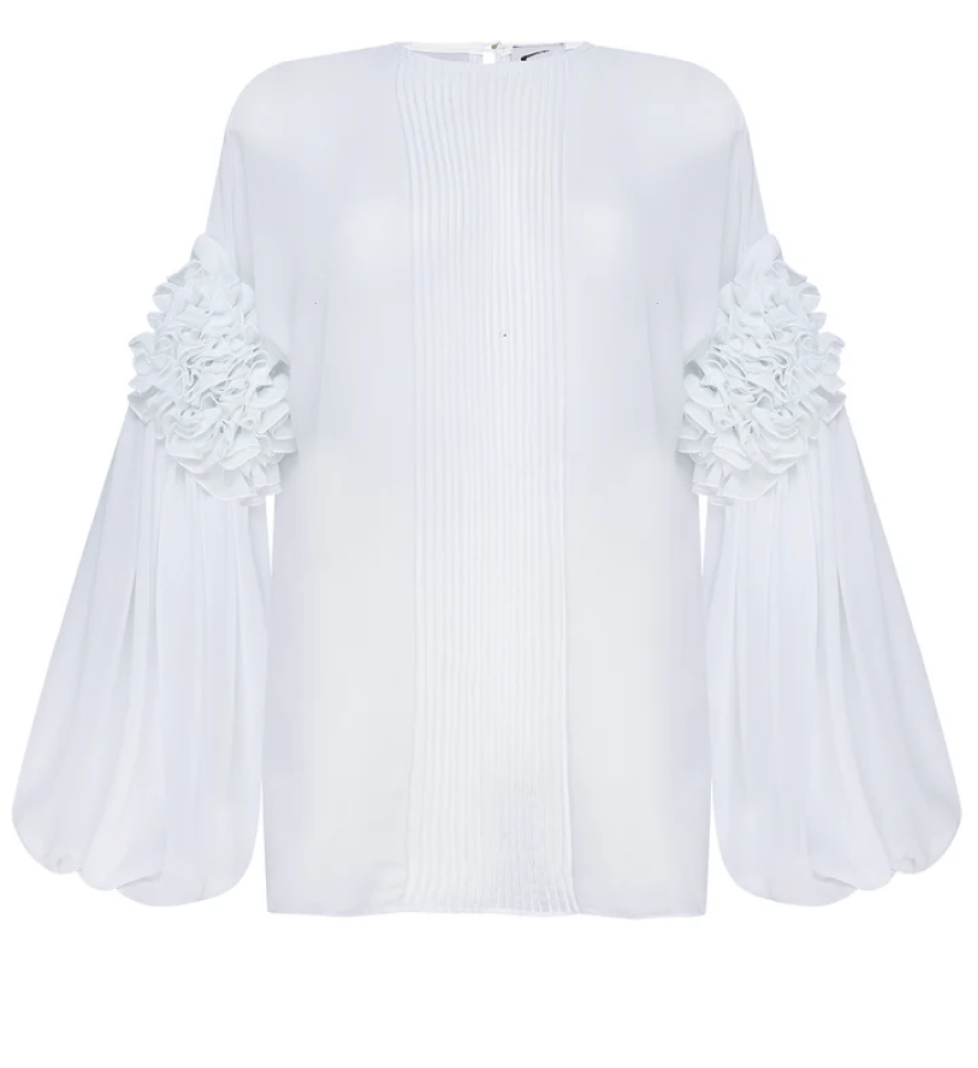 GURANDA White Ruffled Blouse