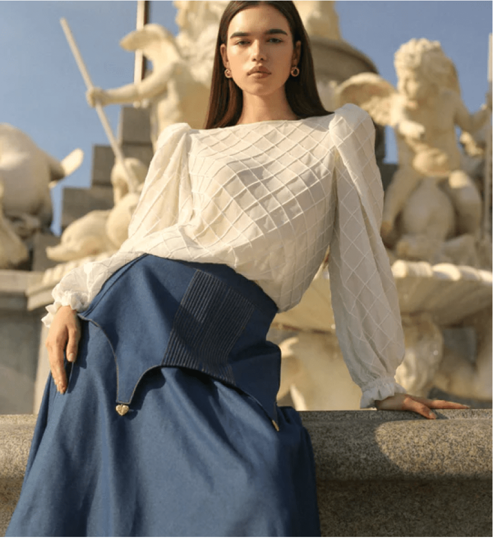 GURANDA Denim maxi skirt blue