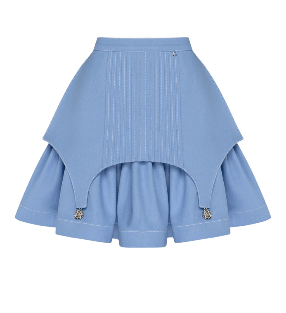 GURANDA Mini Flounced Skirt light blue