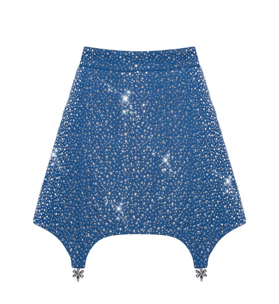 GURANDA Shiny Denim Mini Skirt blue