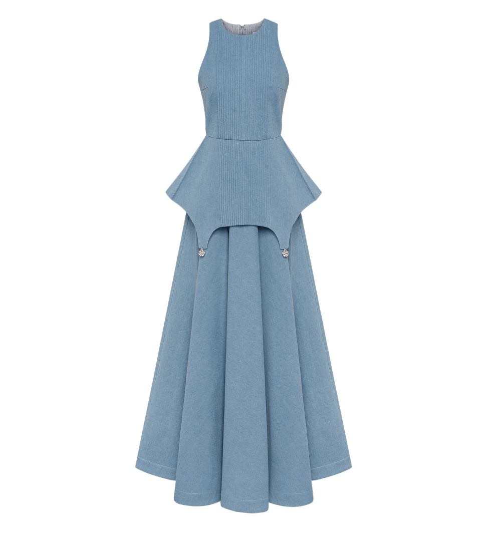 GURANDA Denim maxi dress blue