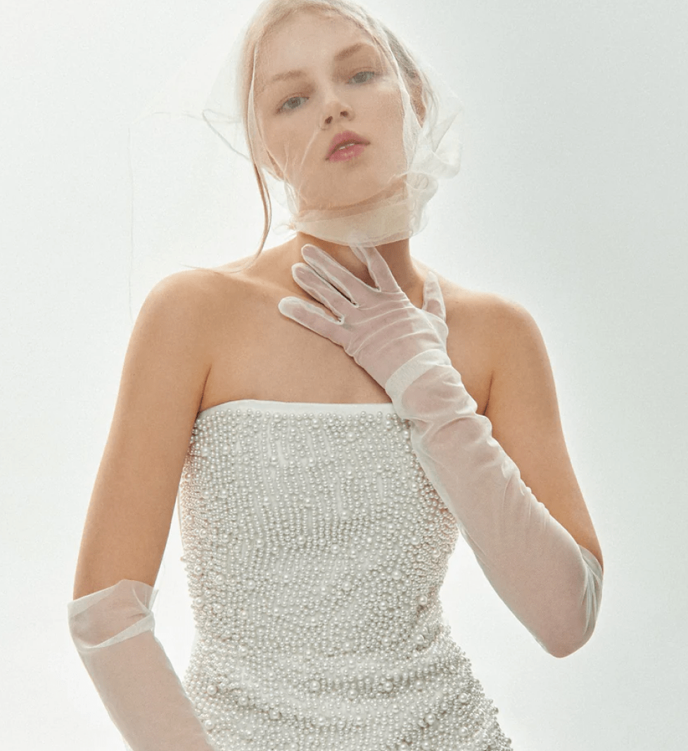 GURANDA Dress with pearls milk