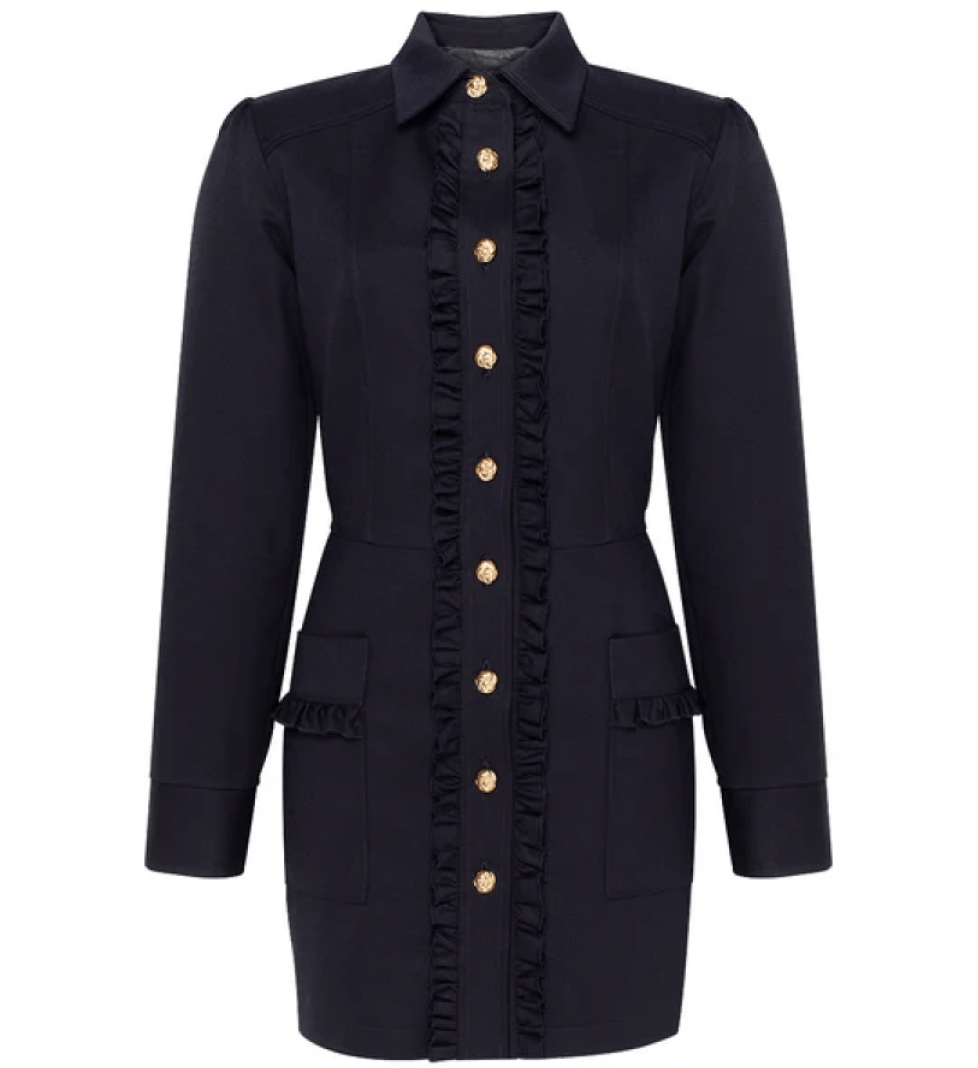 GURANDA Mini dress with buttons black