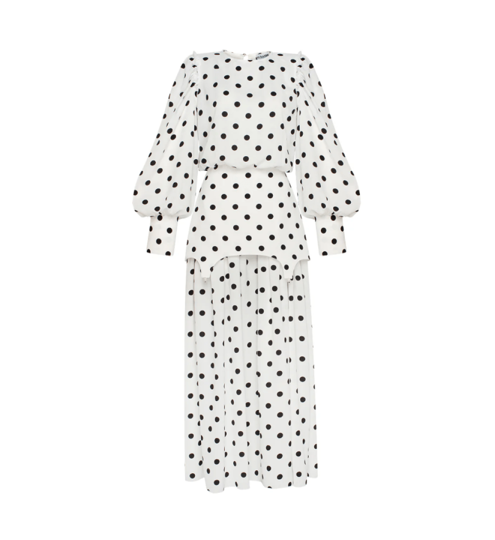 GURANDA Polka dot dress maxi milk