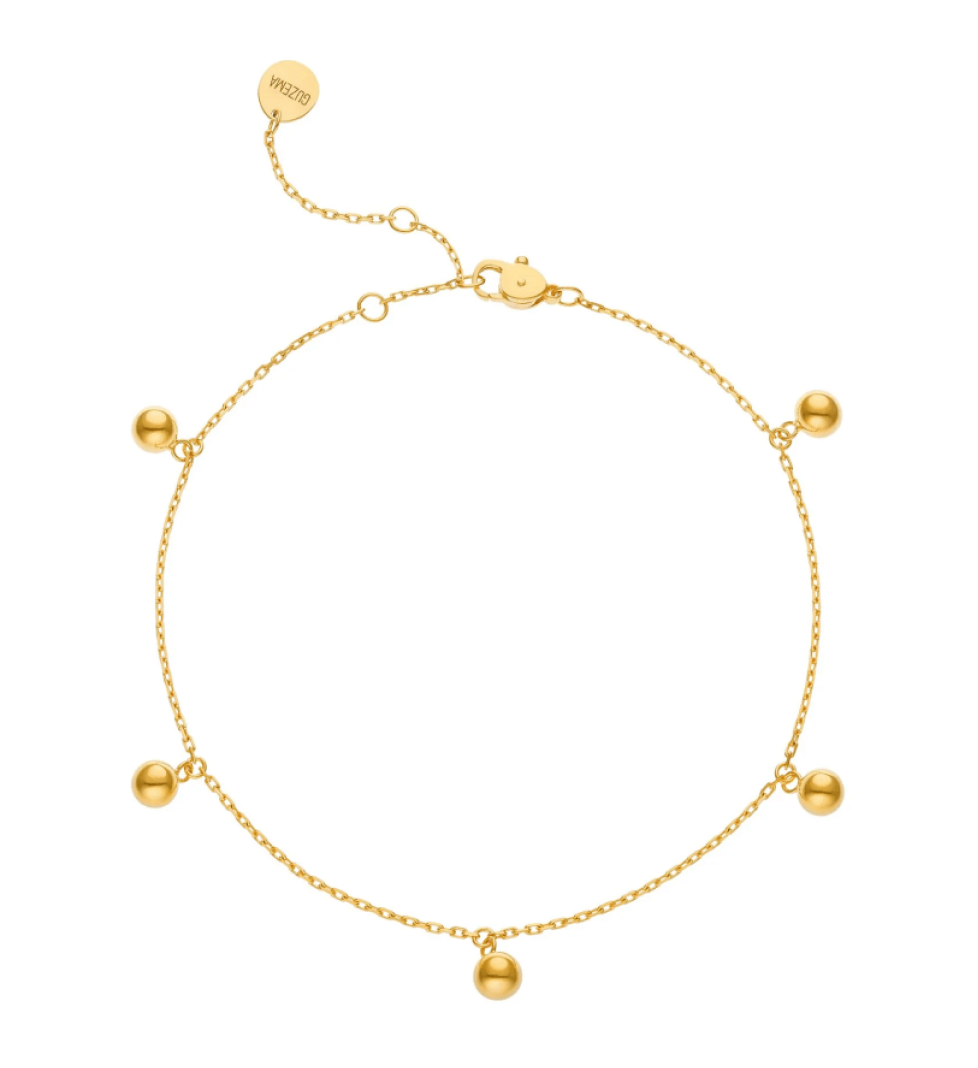 GUZEMA ankle bracelet, 5 balls Gold