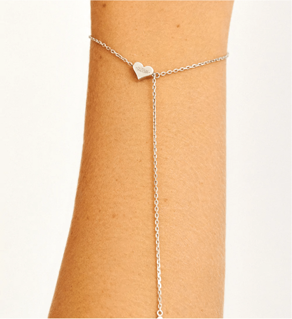 GUZEMA bracelet-transformer, heart on a chain White Gold