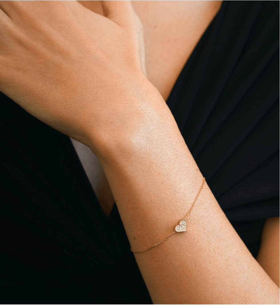 GUZEMA clasp bracelet, heart with diamonds Gold