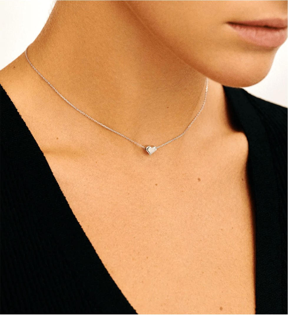 GUZEMA clasp necklace, heart White Gold