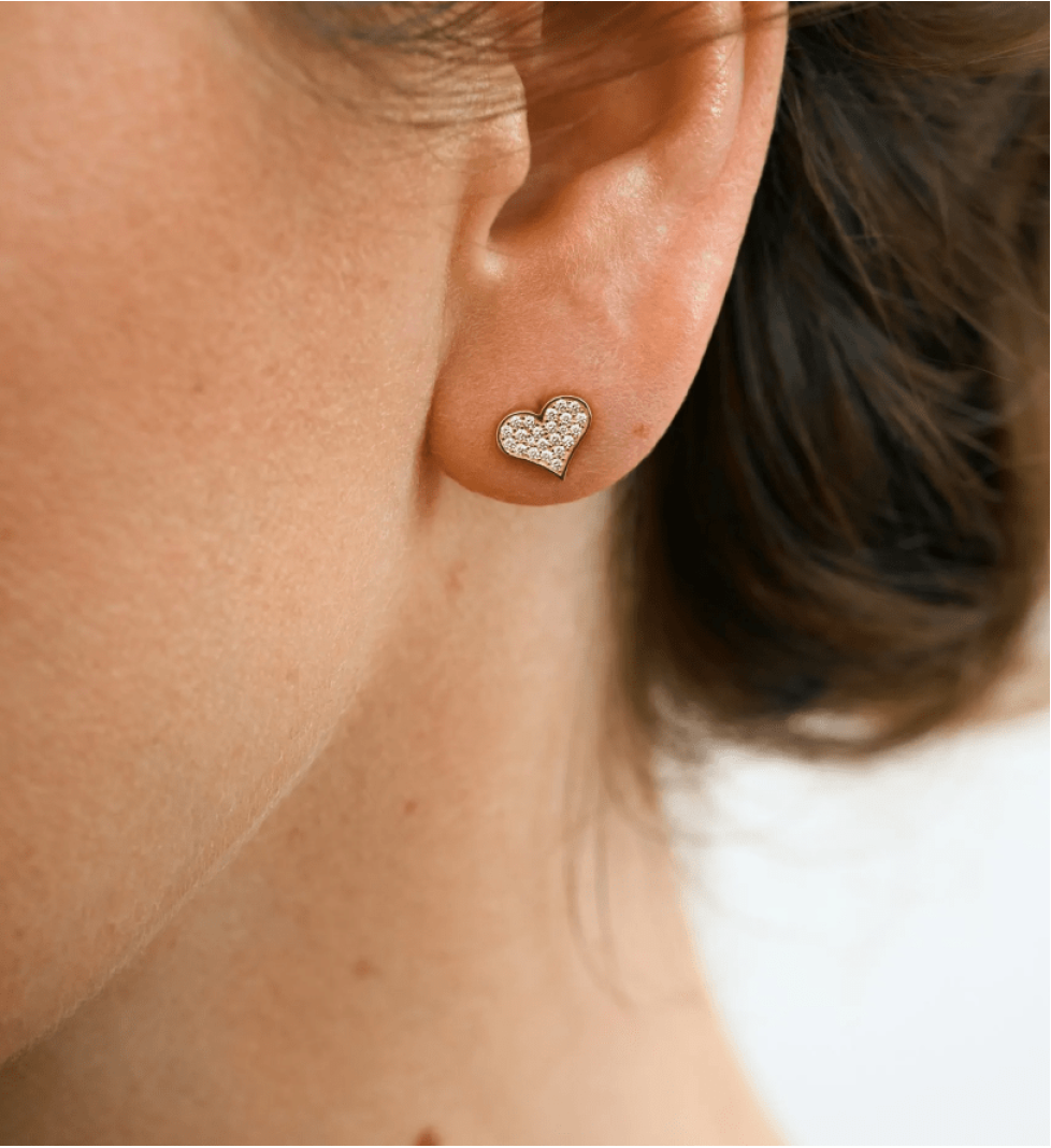 GUZEMA earrings, heart with diamonds Gold